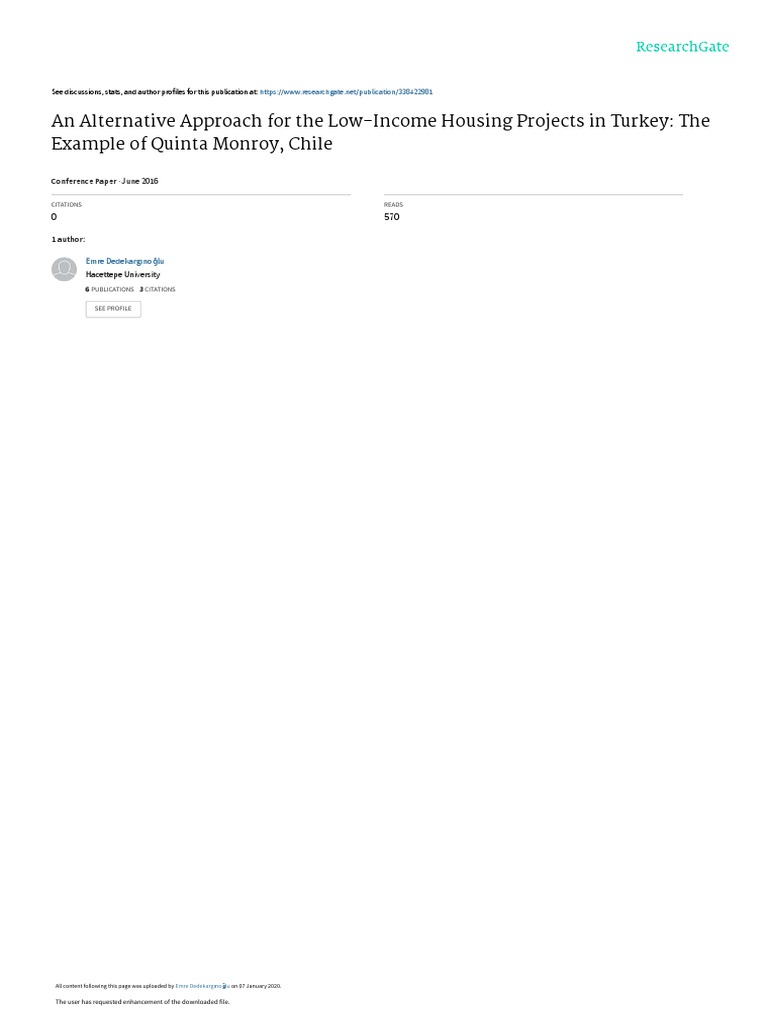 An Alternative Approach For The Housing Projects in Turkey