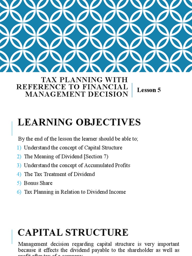 Tax Planning and Capital Structure Insights | PDF | Dividend | Interest
