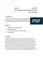 Comp 552 Introduction To Cybersecurity Winter 2022 Logbook Reporting Week # Information About Storage of Information Date: 23 Jan 2022