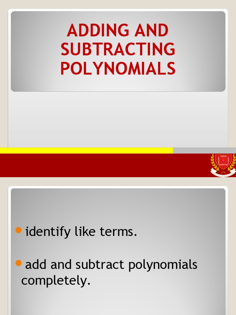 Add and Subtract Polynomials Guide | PDF | Numerical Analysis ...