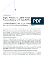 Sigma Announces US$45 Million Project Finance Facility With Societe Generale