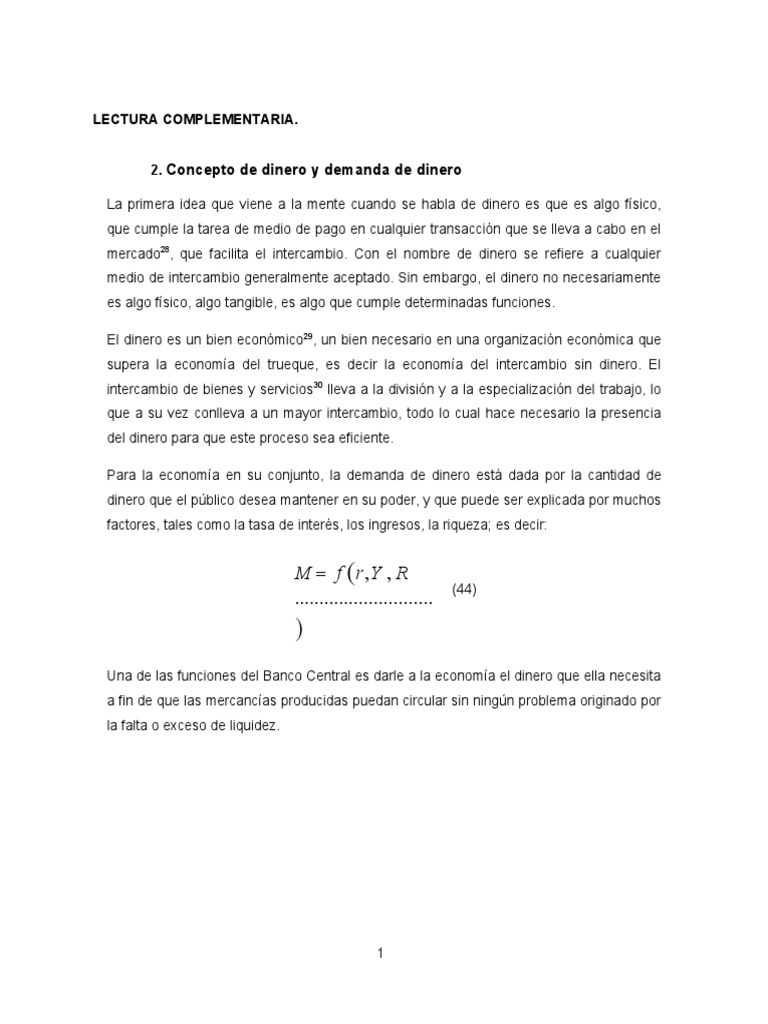 Concepto y Funciones del Dinero | PDF | Dinero | Bancos