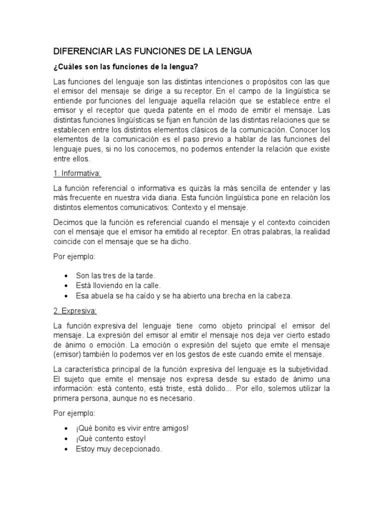 Las Funciones de La Lengua | PDF | Comunicación | Cognición