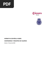 Resumen Normativa Espanola Sobre Hospederias y Registro de Viajeros
