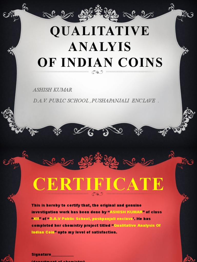 Ashish Kumar XiiC Chemistry Project Coin Analysis PDF Coins
