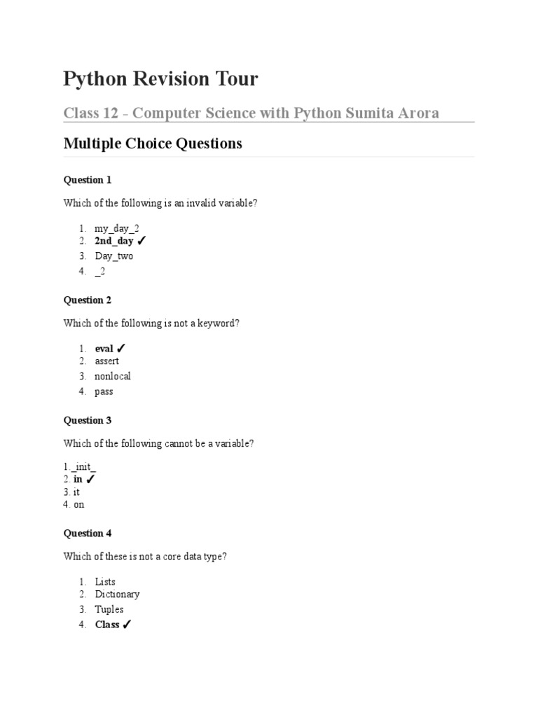 Python Revision Tour | PDF