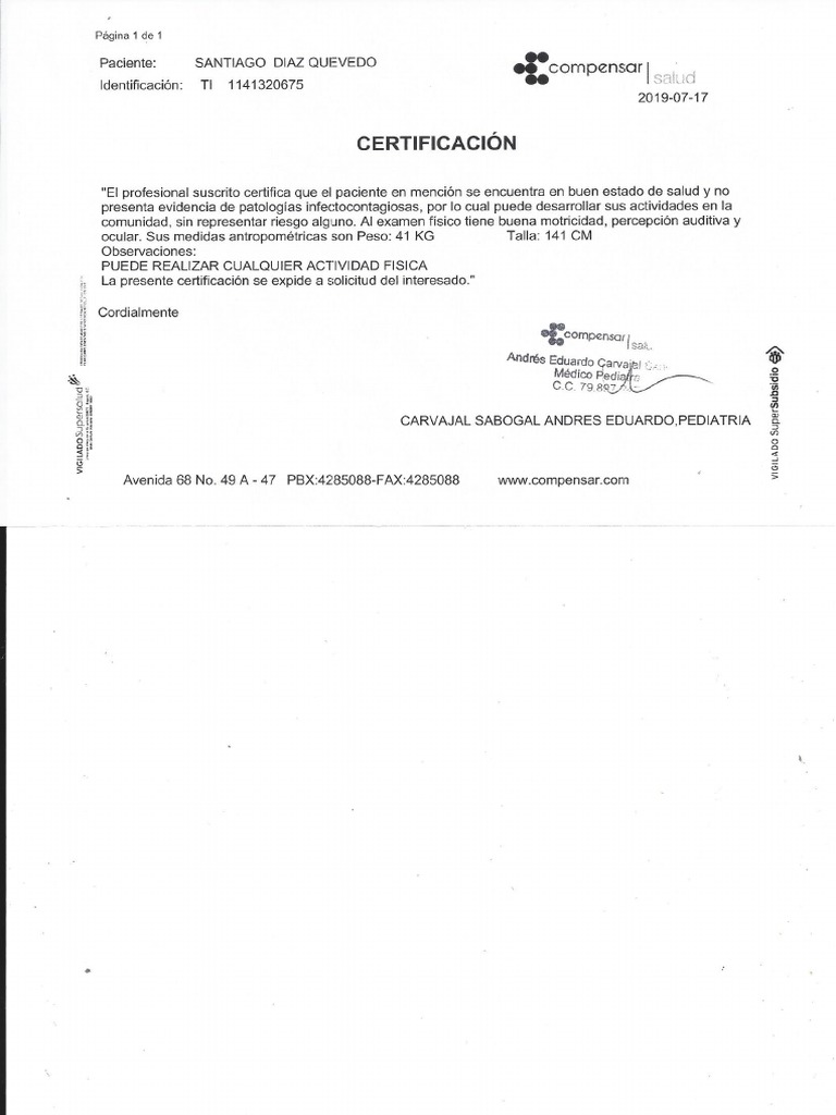 Certificado Aptitud Fisica PDF