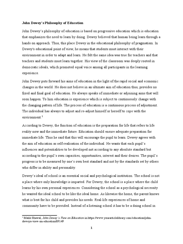 John Dewey Philosophy of Education | PDF | John Dewey | Philosophy Of ...