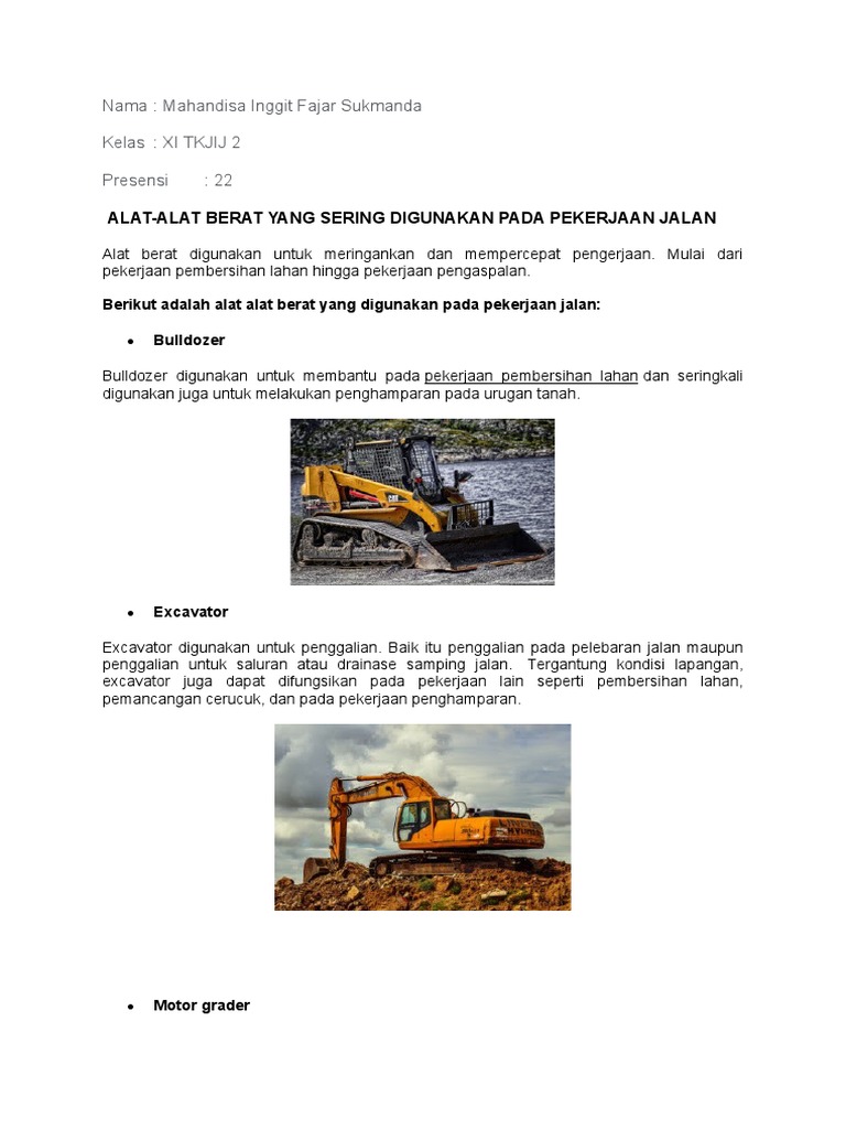 Alat Berat untuk Pekerjaan Jalan | PDF