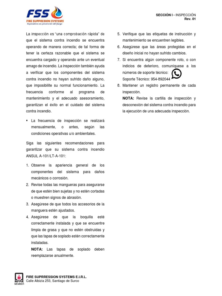 MEM - 001 Inspección Del SCI CHECKFIRE 210-110 Ver. 01 | PDF