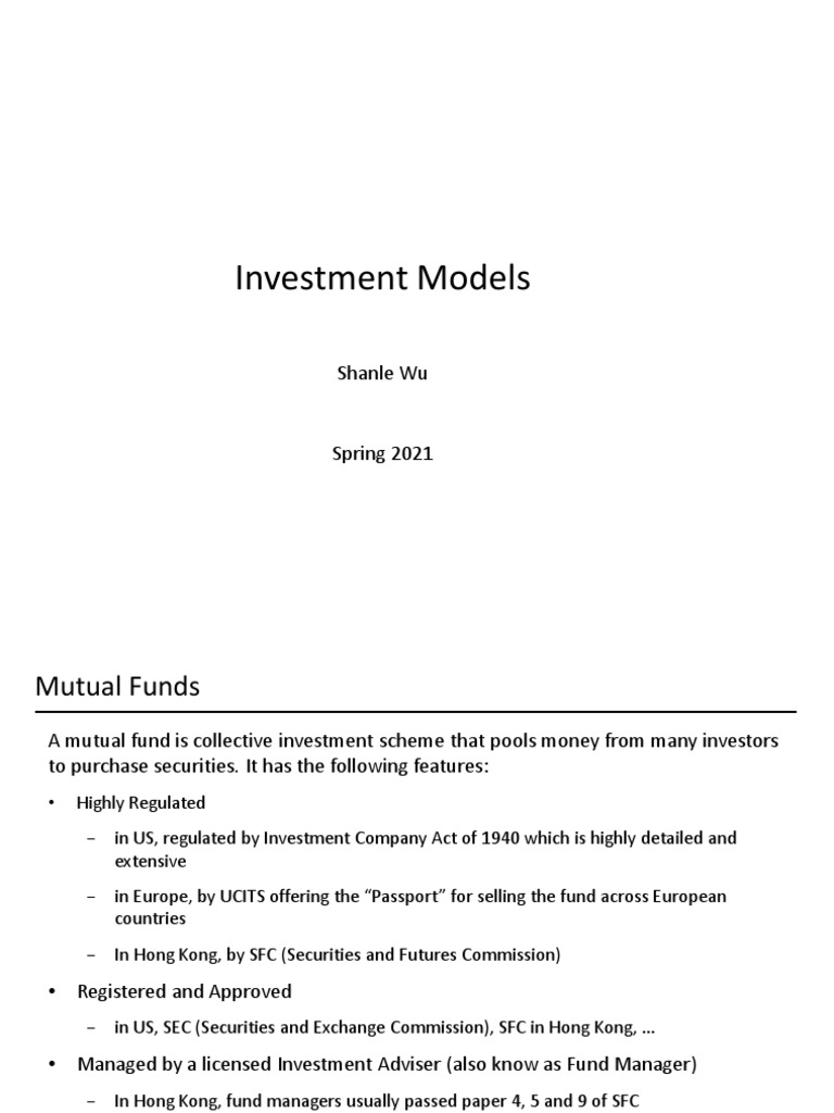 Investment Models 13 - Spring 2021 | PDF | Investment Fund | Mutual Funds