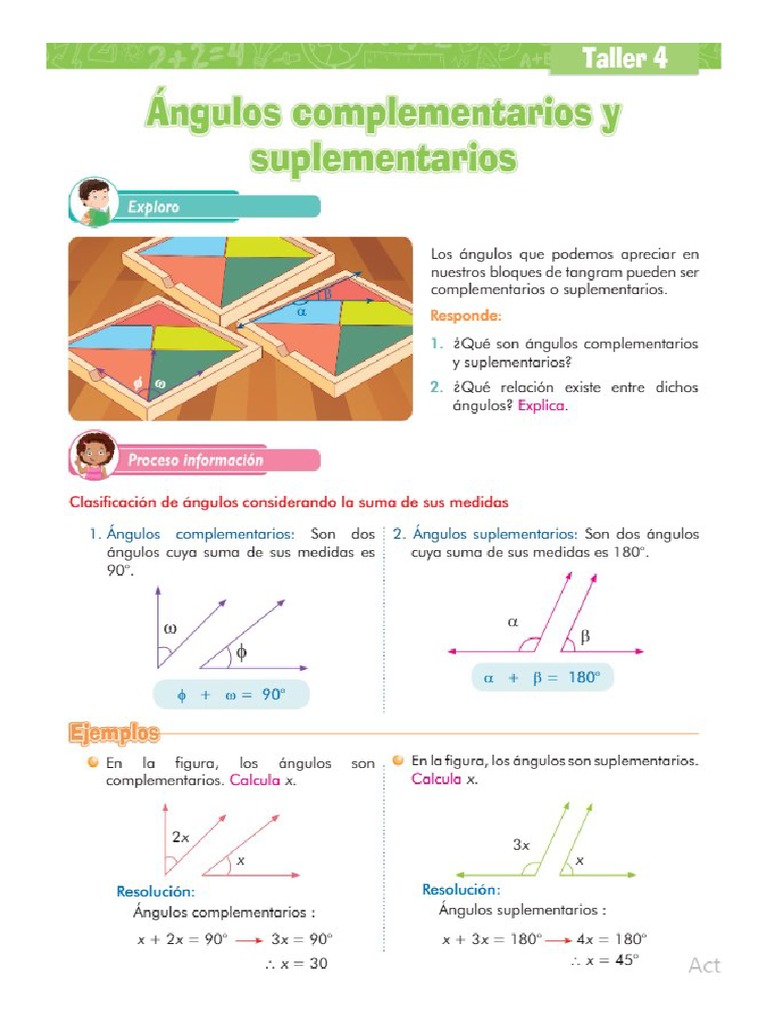 TEMA 4. GEOMETRÍA. Ángulos Complementarios y Suplementarios | PDF