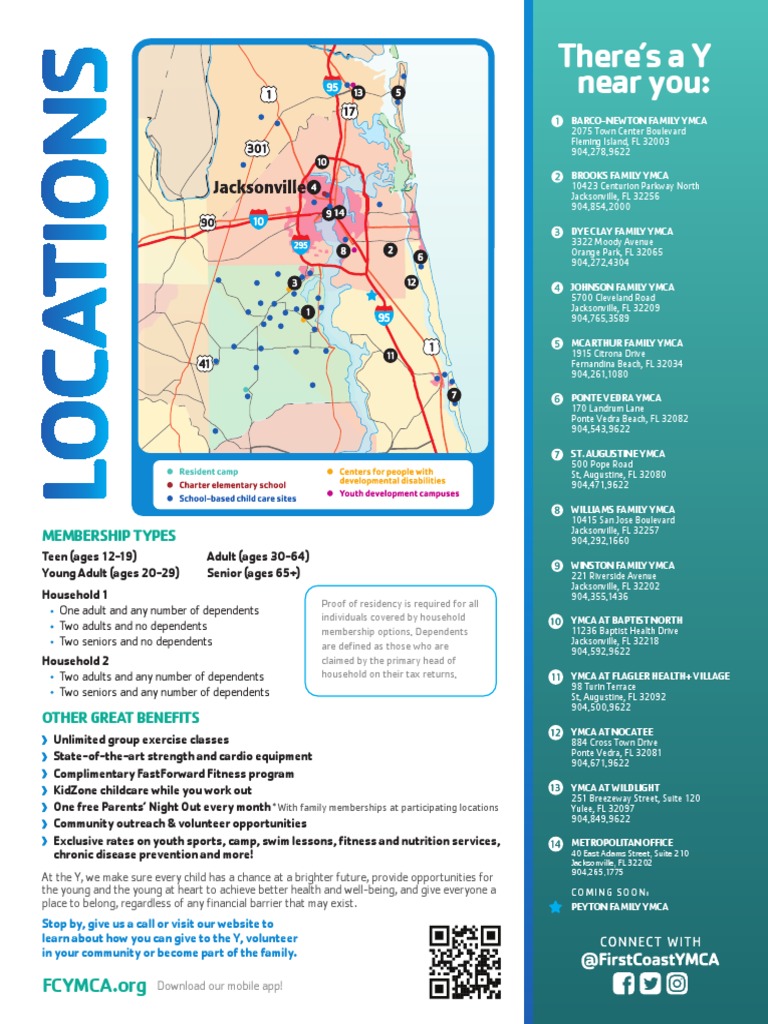 First Coast YMCA's 14 Locations PDF Jacksonville Ymca