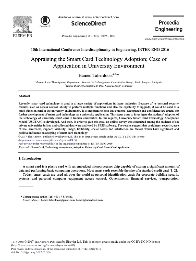 Student Acceptance of Smart Card Technology | PDF | Academia | Elsevier