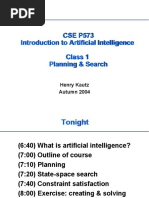 CSE P573 Introduction To Artificial Intelligence Class 1 Planning & Search