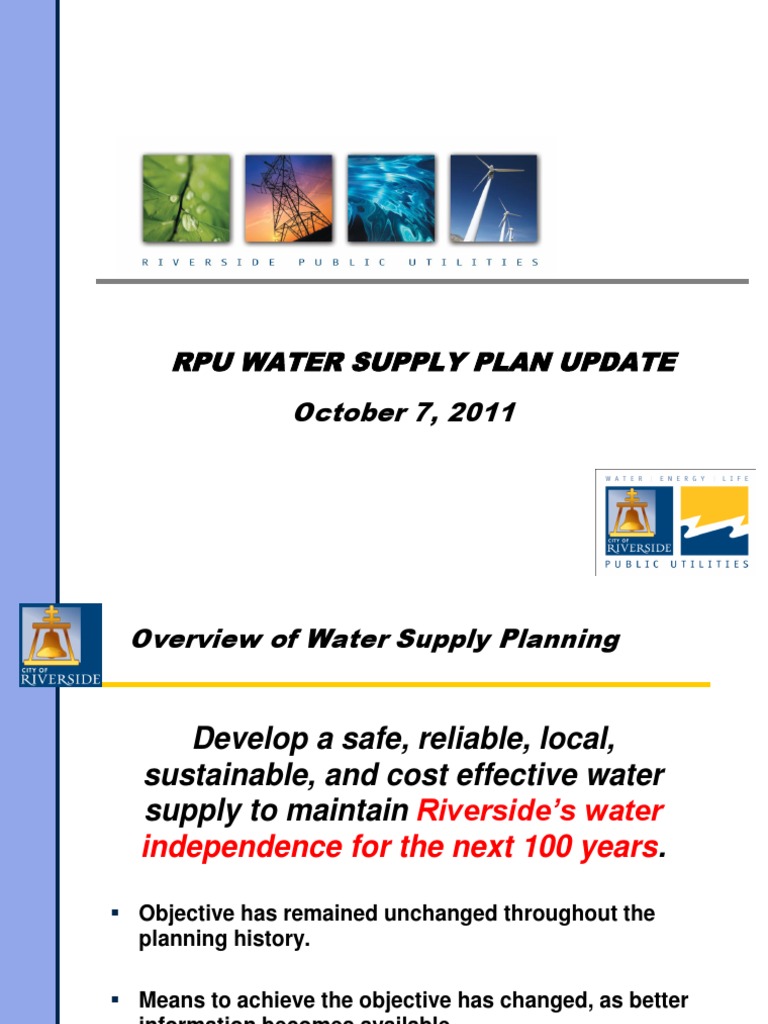 Riverside Water Supply Plan Update | PDF | Reclaimed Water | Groundwater