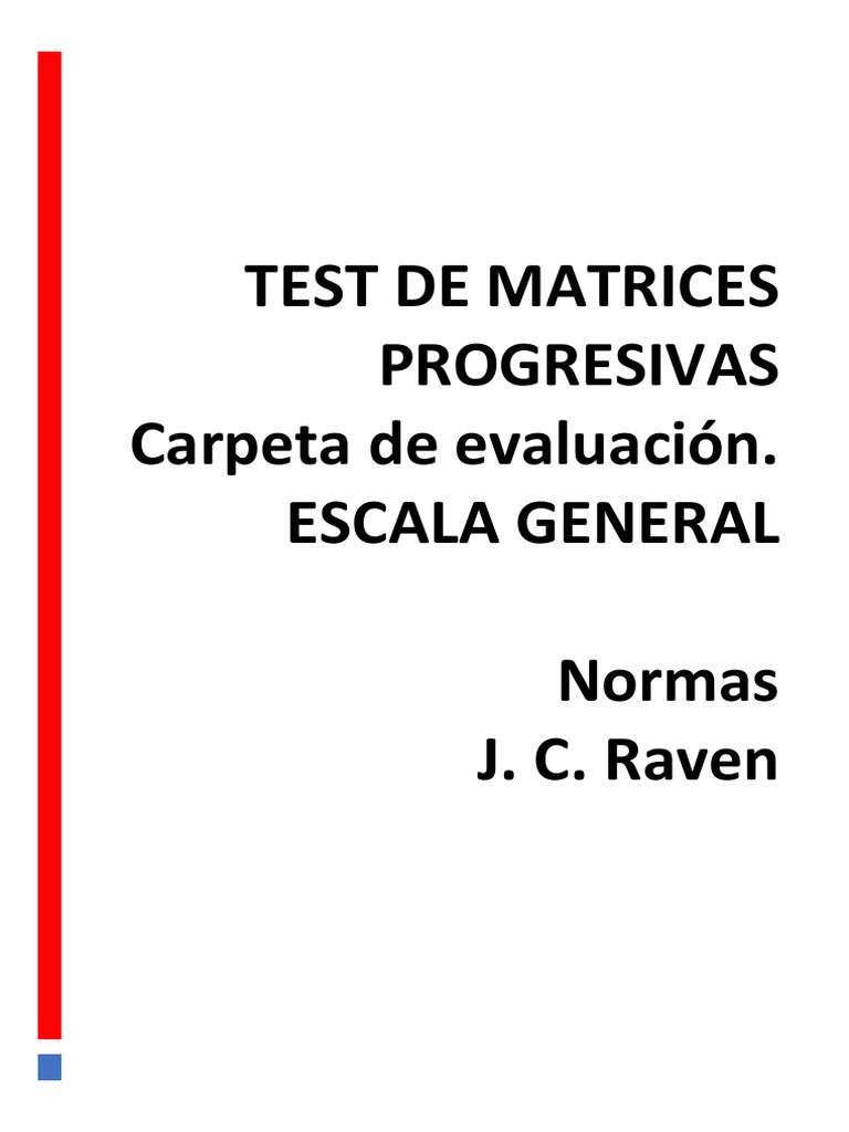 Manual del Test de Raven: Escala General | PDF | Evaluación | Sicología