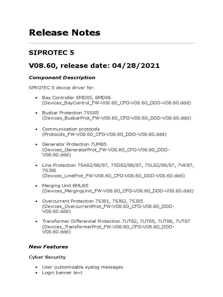 SIP5 V08.60 Release Notes en | PDF | Internet Protocols | Computer Network