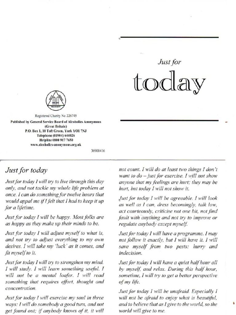 Na Just For Today Pdf