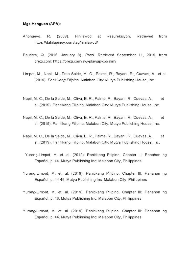 APA References for Filipino Literature | PDF