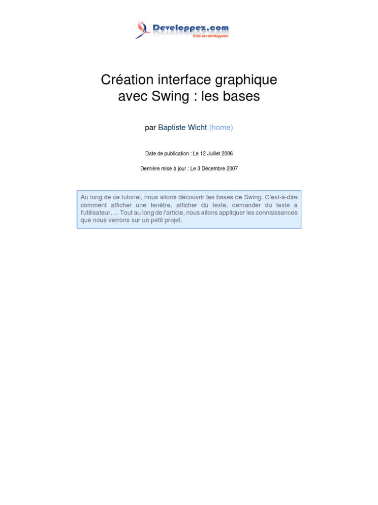 Swing | PDF | Interface graphique | Java (Langage de programmation)