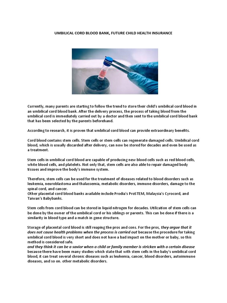 Umbilical Cord Blood Banking Benefits | PDF | Blood | Stem Cell