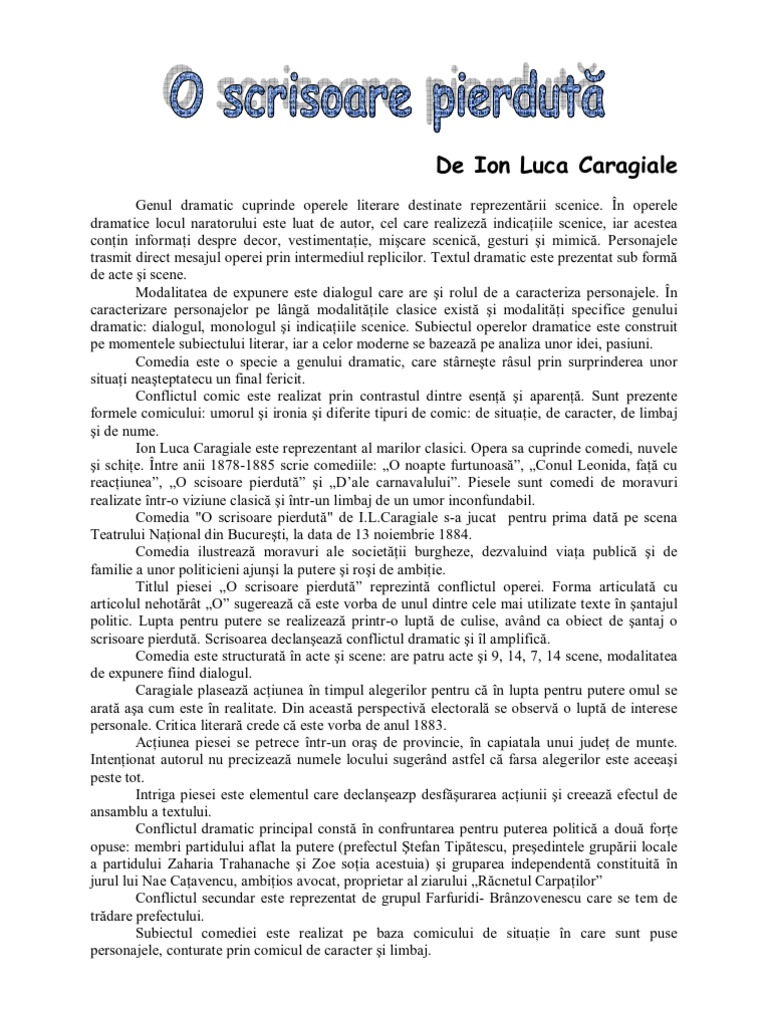 O Scrisoare Pierduta Demonstratie