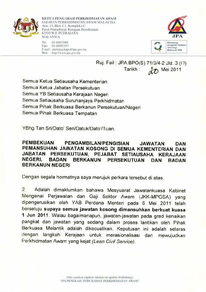 Pekeliling Jawatan Kerajaan  PDF