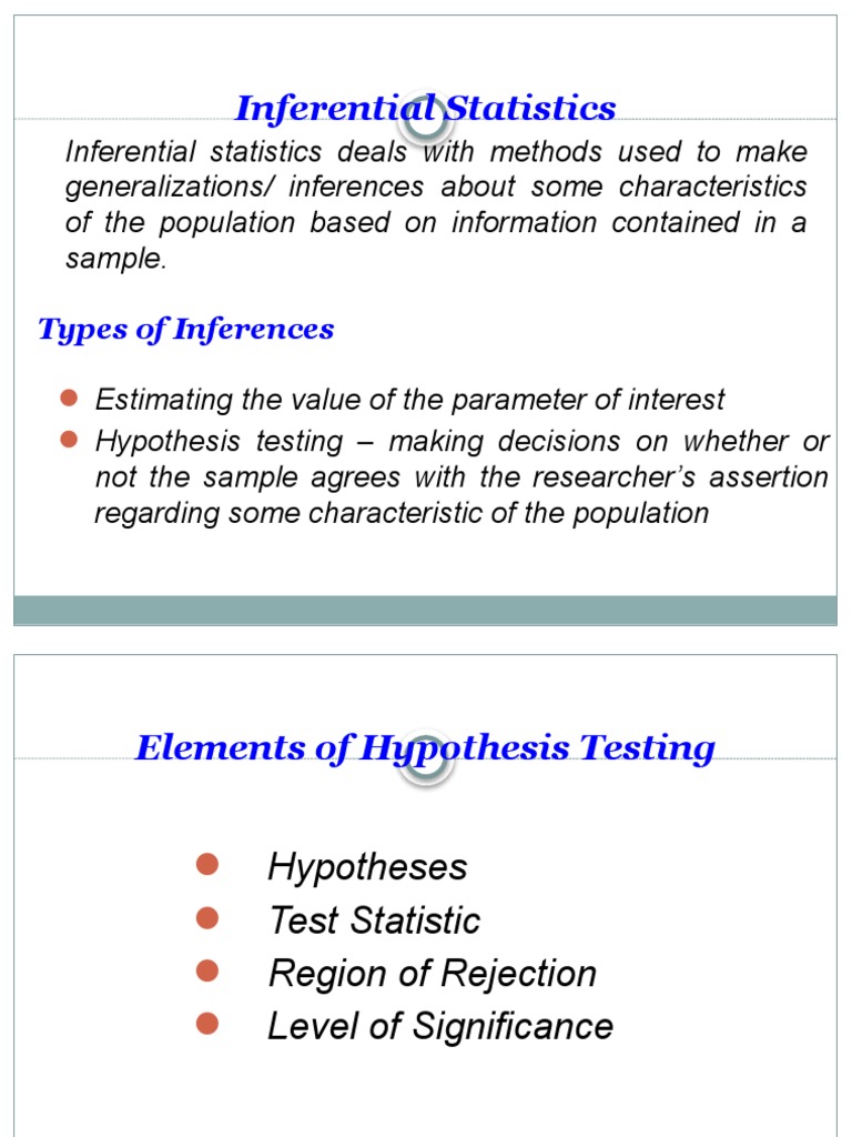 Inferential Statistics On Hypothesis Testing PDF Type I And Type Ii