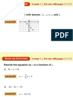 Warm-Up Exercises: 1. Graph y - X - 2 With Domain - 2, - 1, 0, 1, and 2. Answer