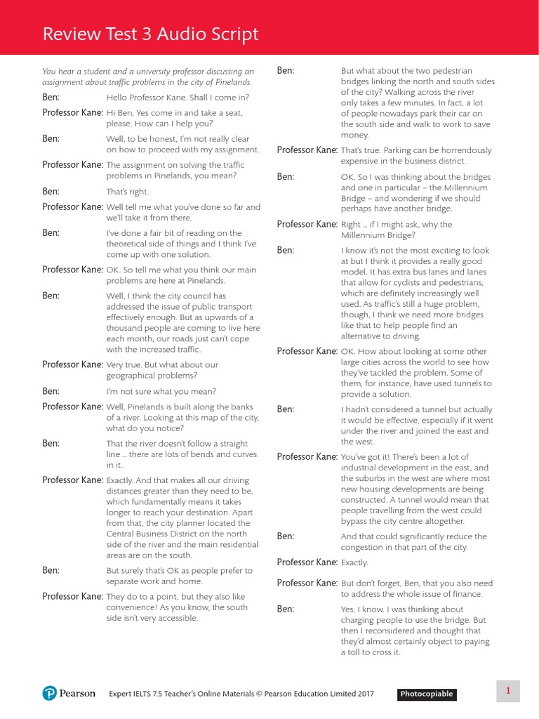 Review Test 3 Audio Script | PDF | Toll Road | Transport
