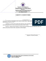 Department of Education: Parent'S Consent Form