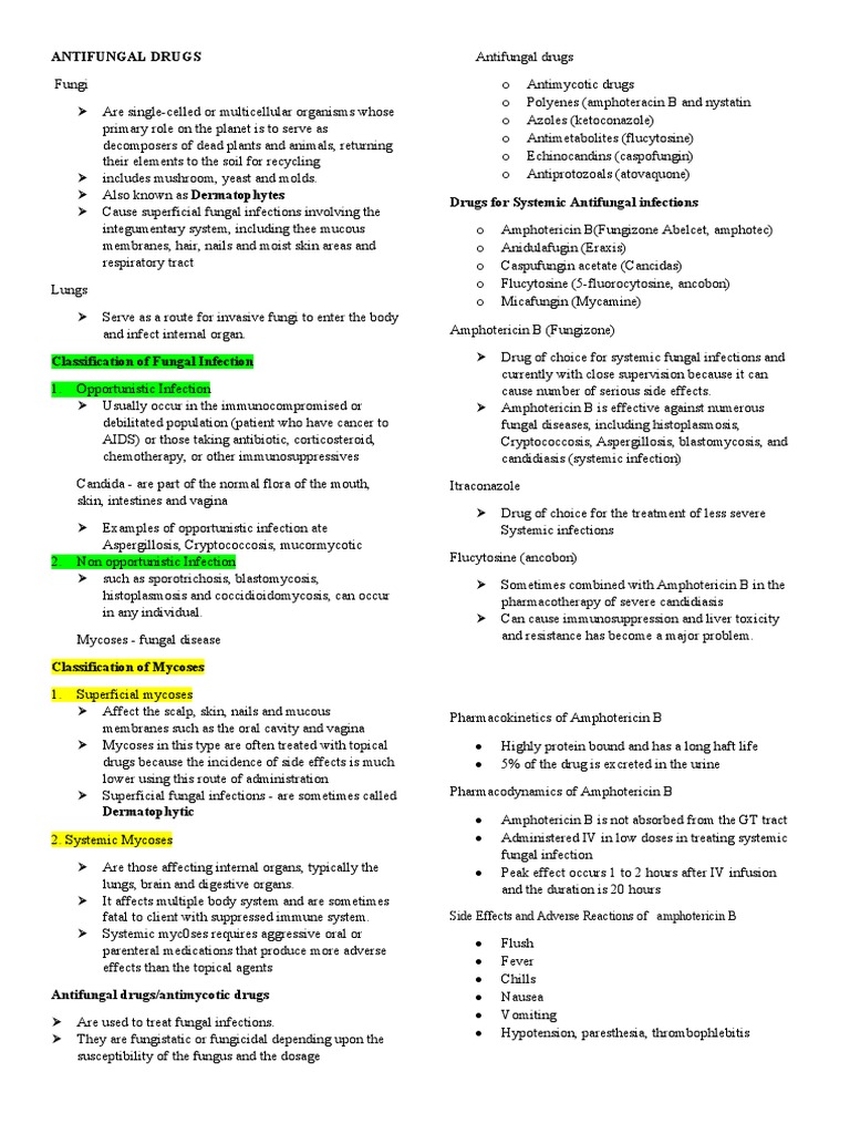 Antifungal Drugs Side Effects and Adverse Reactions of Amphotericin B