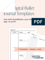 Pretty Content Digital Bullet Journal Templates
