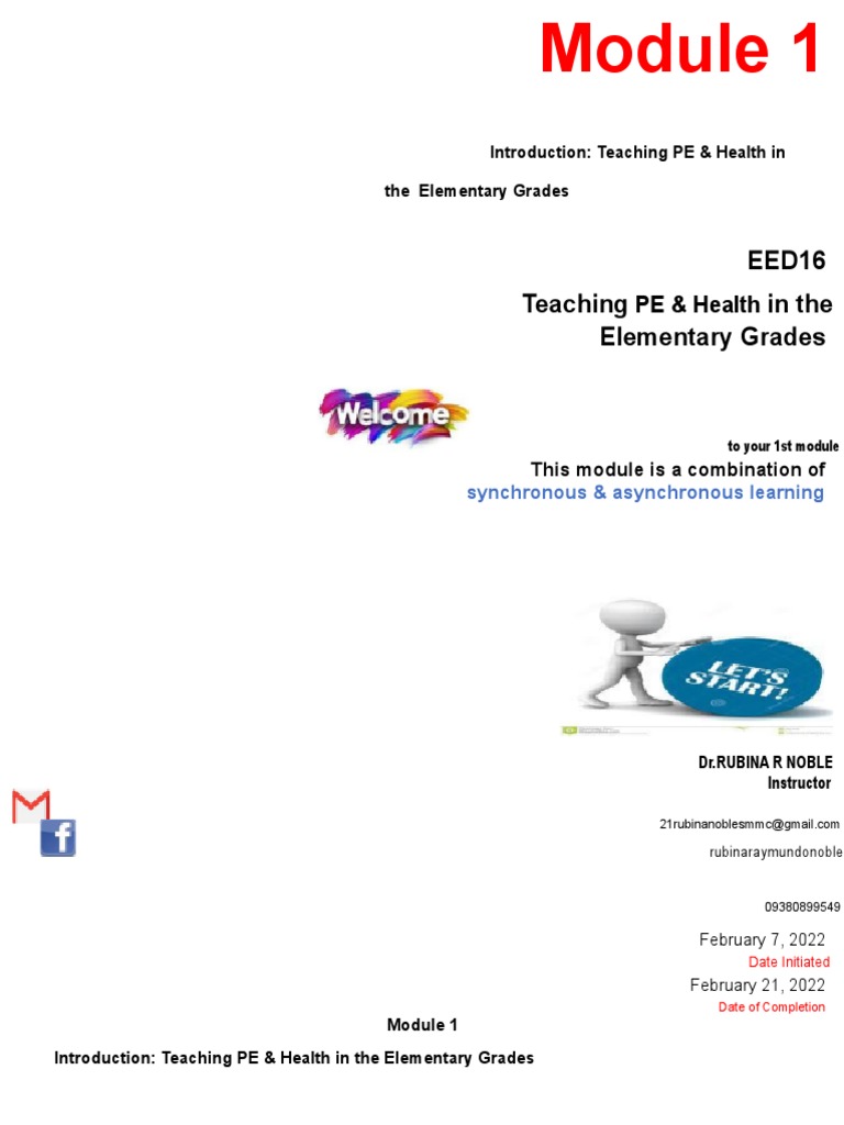 Module 1 Teaching PE Health in Elem. Updated 1 | PDF | Physical ...
