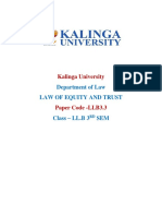 Department of Law Law of Equity and Trust: Kalinga University