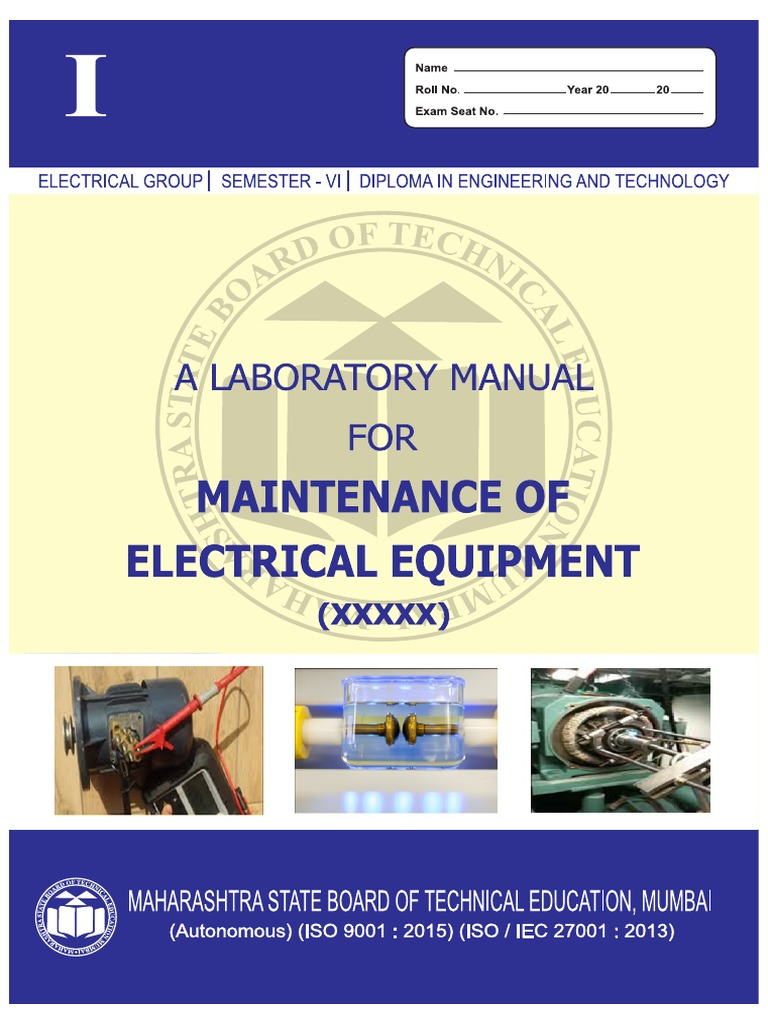 Maintenance of Electric Equipment PDF Electric Motor Engineering