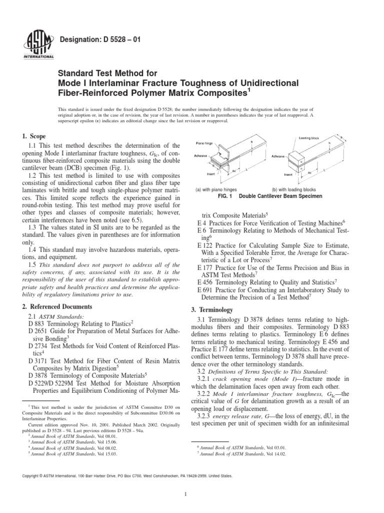 ASTM D5528: Mode I Fracture Toughness | PDF | Composite Material | Fracture