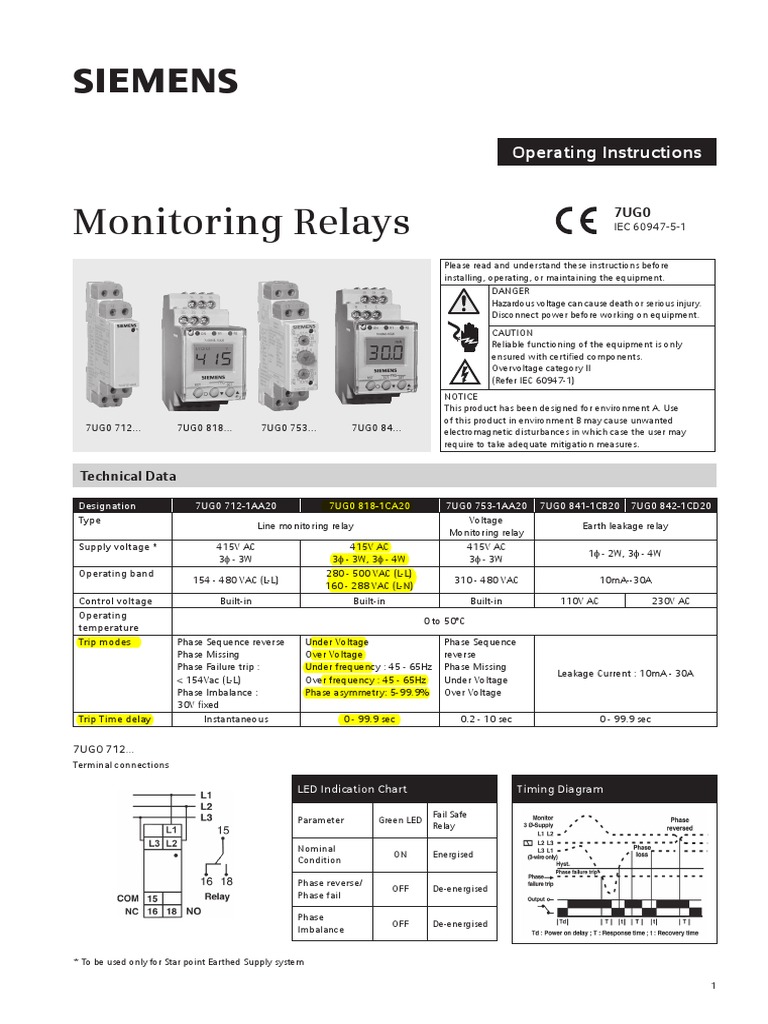 7ug0Line Monitoring Relay PDF Alternating Current Relay