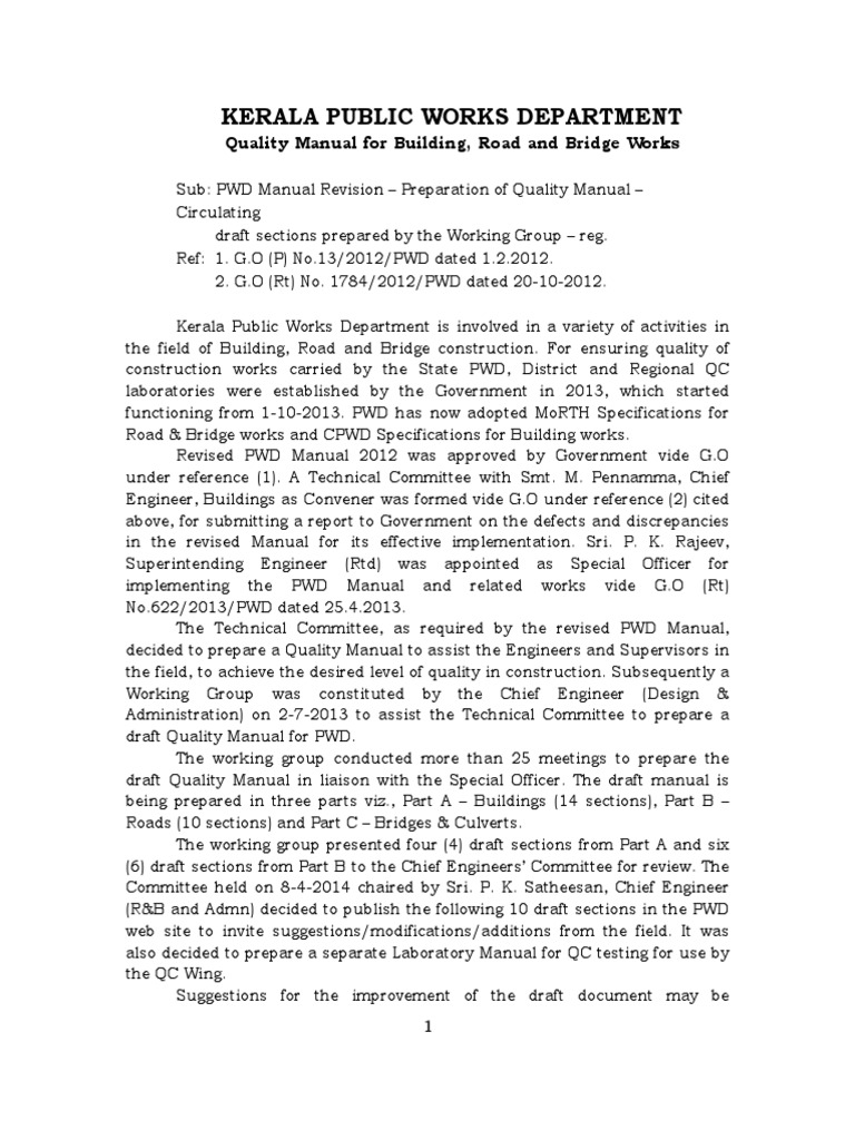 Kerala PWD Specifications 2012 | PDF | Scaffolding | Pipe (Fluid ...