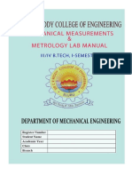 Mechanical Measurements and Metrology Lab Manual