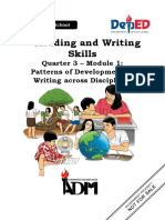 RWS11 - q3 - Mod1 - Patterns of Development in Writing Across The Disciplines - Final