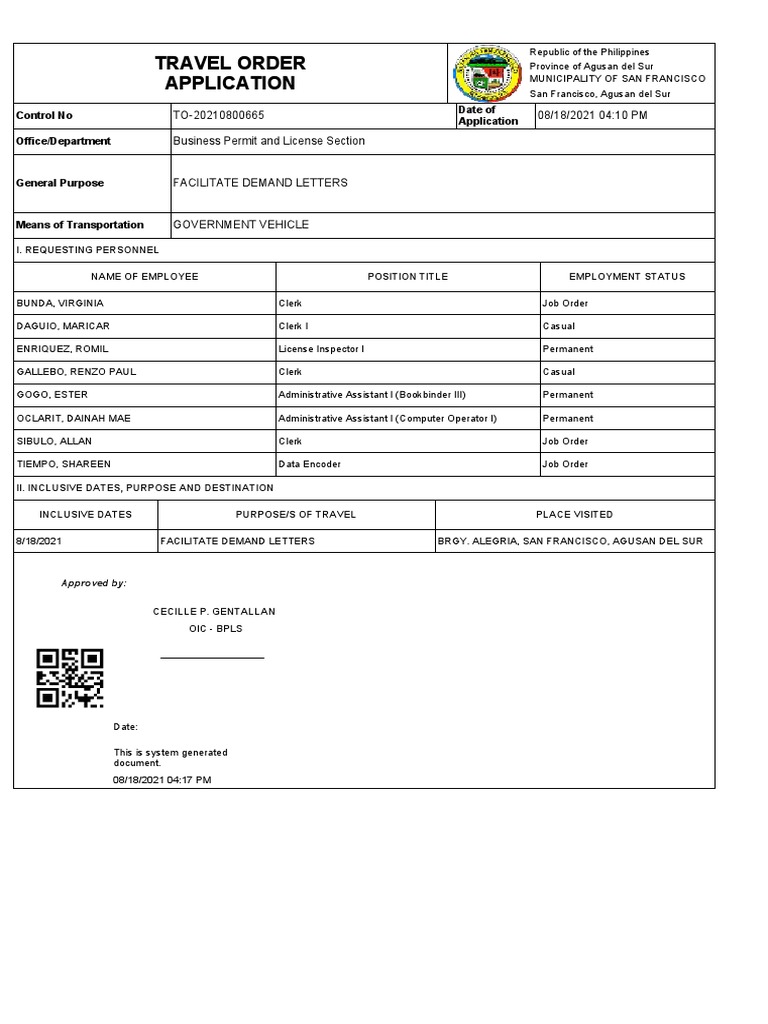 RPT Travel Order PDF