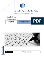 Final February Module: "Writing A Term Paper"