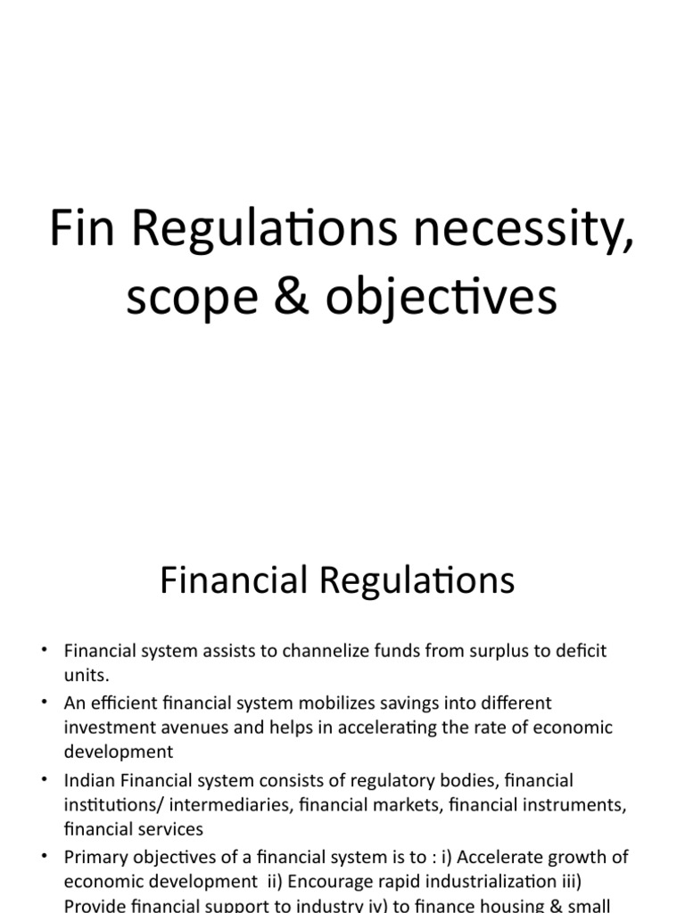 Regulation of the Indian Financial System An Overview of Key