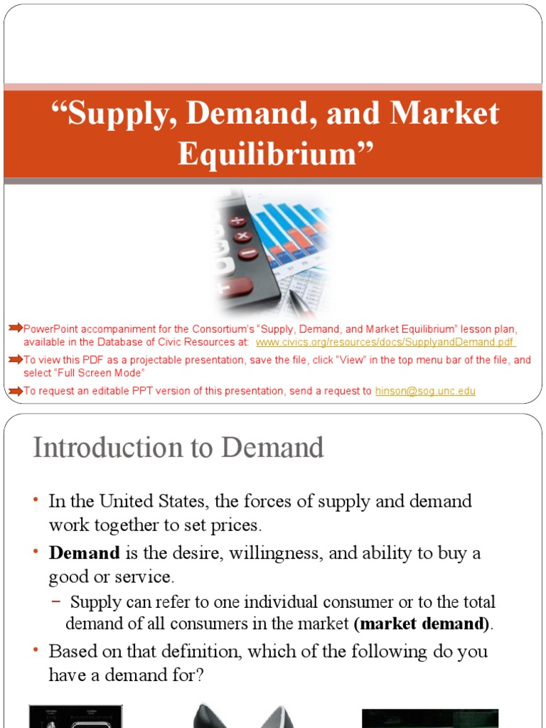 Supply, Demand, and Market Equilibrium PDF Supply (Economics) Demand