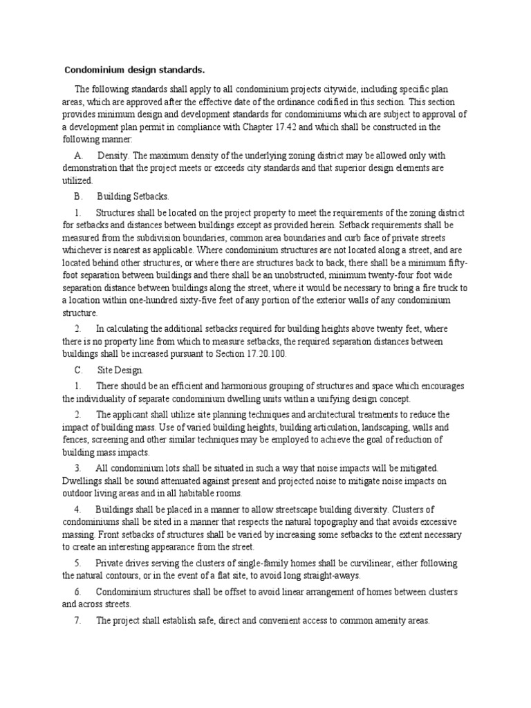 Condominium Design Standards Overview | PDF | Building | Condominium