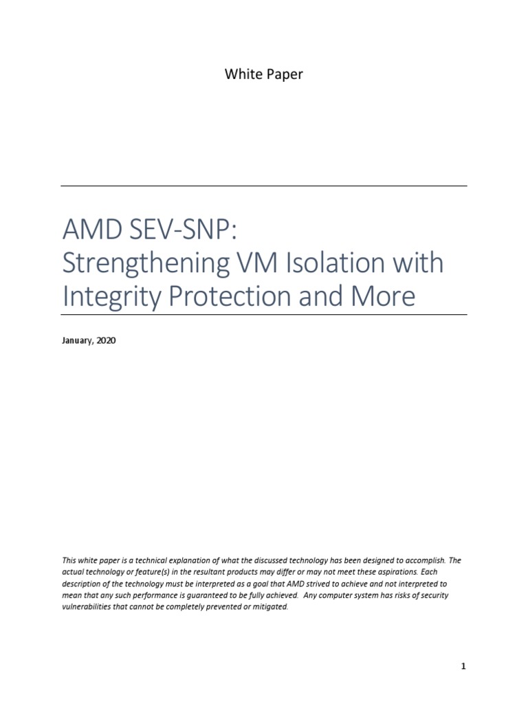 SEV SNP Strengthening VM Isolation With Integrity Protection and More