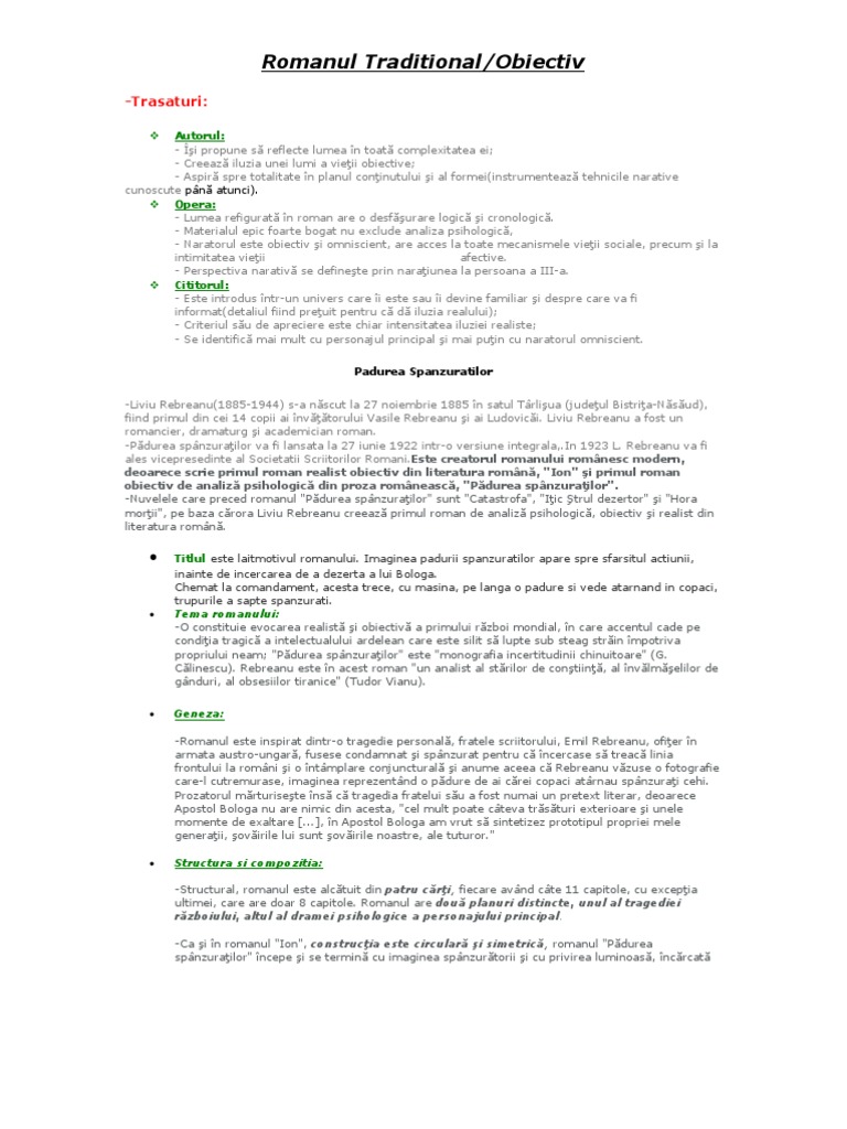 Romanul Traditional | PDF