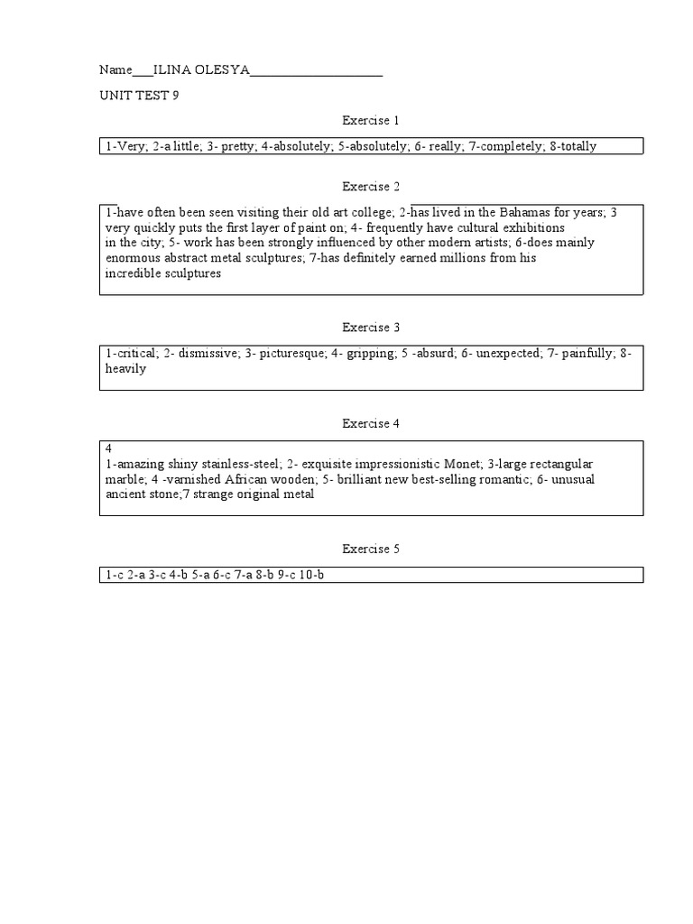Answer Sheet | PDF | Art